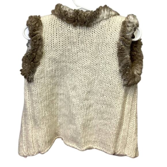 H&M Child Size 5 Sleeveless Faux Fur Wool Blend Open Cardigan Knit Sweater Vest - Picture 3 of 5